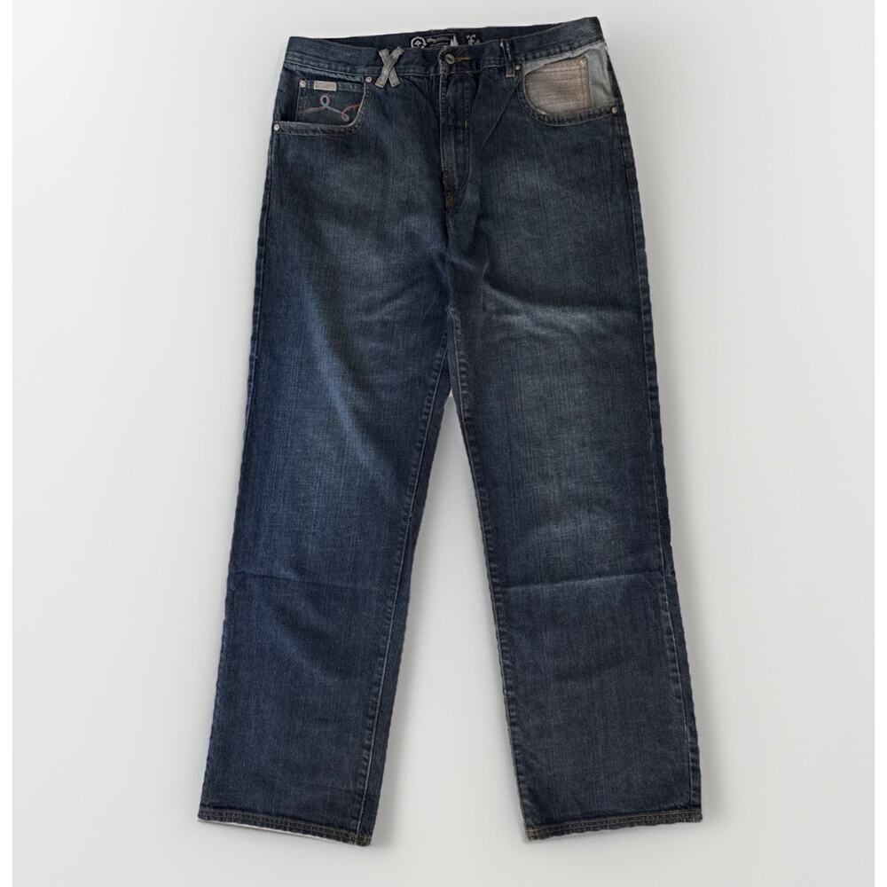 Vintage LRG‎ Skater Jeans Dark Wash Y2K Hip-Hop Embroidered Baggy Men's 37x32